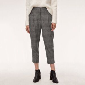 Aritzia Wilfred Chambery Gray Plaid Wool Blend Pants